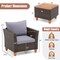 Costway 3 PCS Outdoor Patio Rattan Bistro Furniture Set Wooden Table Top Cushioned Sofa Gray/Black/Beige/Navy